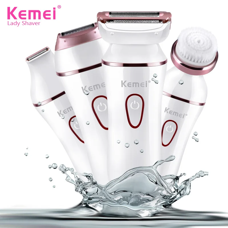 

Kemei Rechargeable Lady's Electric Hair Shaver For Bikini Underarm Body 5 In 1 Hair Removal Epilator Shaving Tools KM-7202