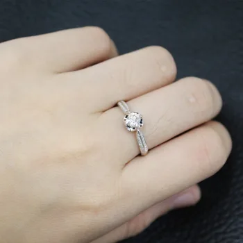 

LASAMERO 0.317CT FG/SI Round Cut Modern Love Natural Diamond Ring For Women 18k White Gold Certified Engagement Wedding Ring