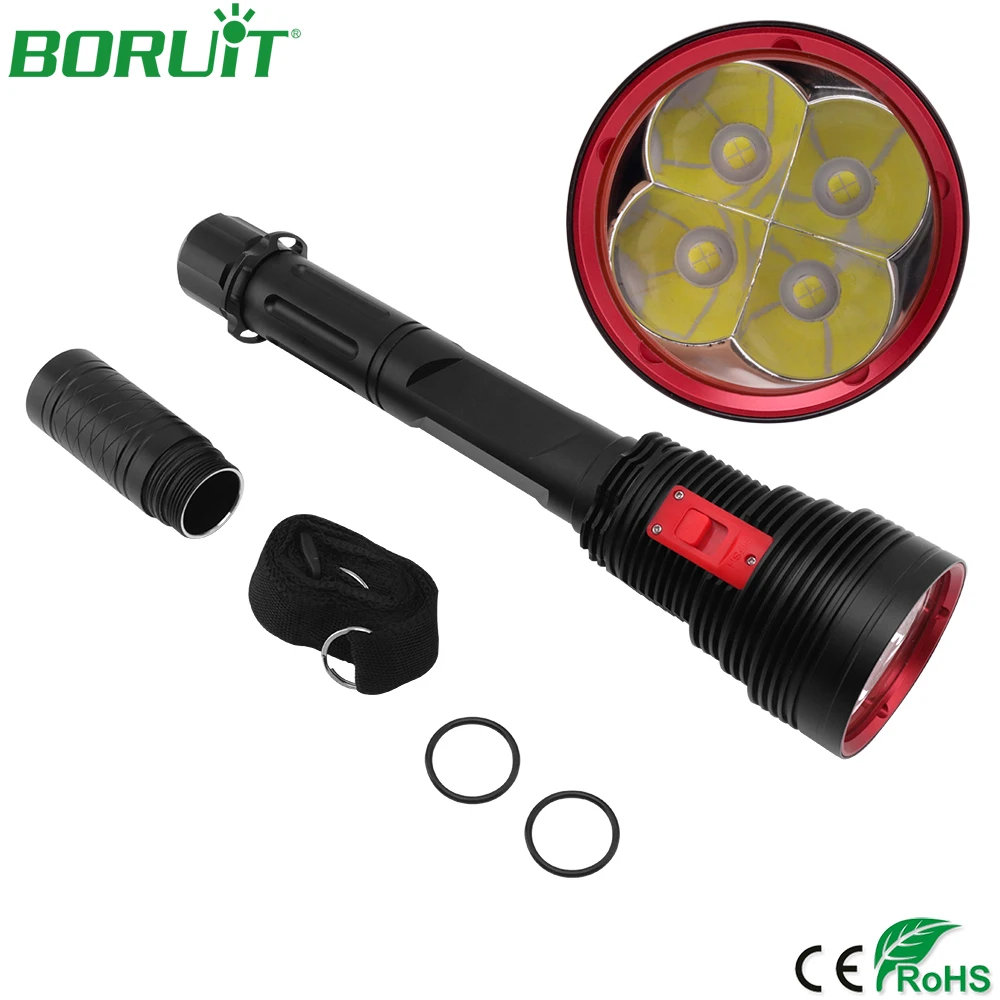 

BORUiT High Power 55W XHP70 LED Flashlight Scuba Diving Torch Light Underwater Waterproof Camping Hunting Fishing Lantern Lamp