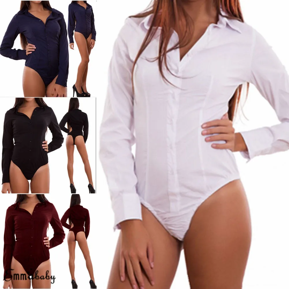 

Women's Jumpsuit Romper Bodysuit Stretch Ladies Leotard Body Tops shirt Playsuit