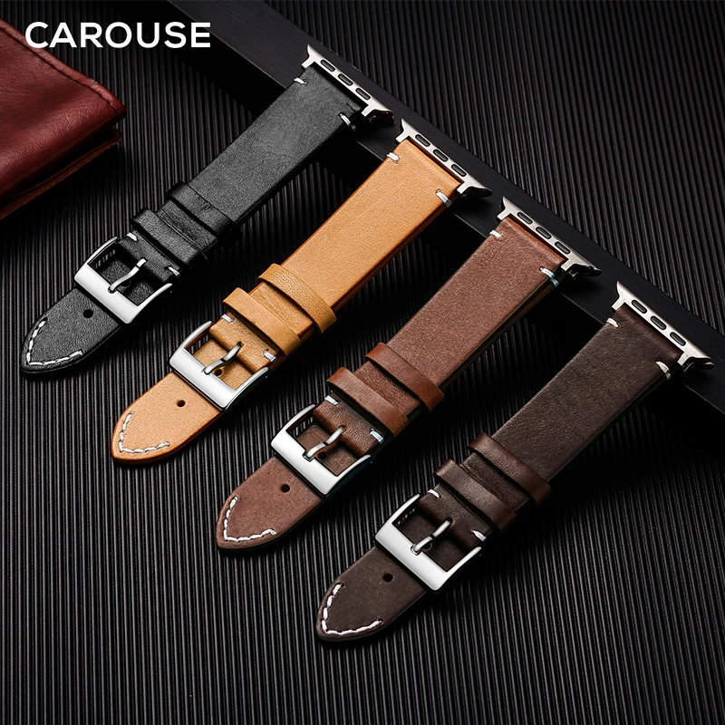 Ремешок Carouse из коровьей кожи для Apple Watch Band Series 5/4/3/2/1 38 мм 42 40 44 браслет iWatch|Ремешки