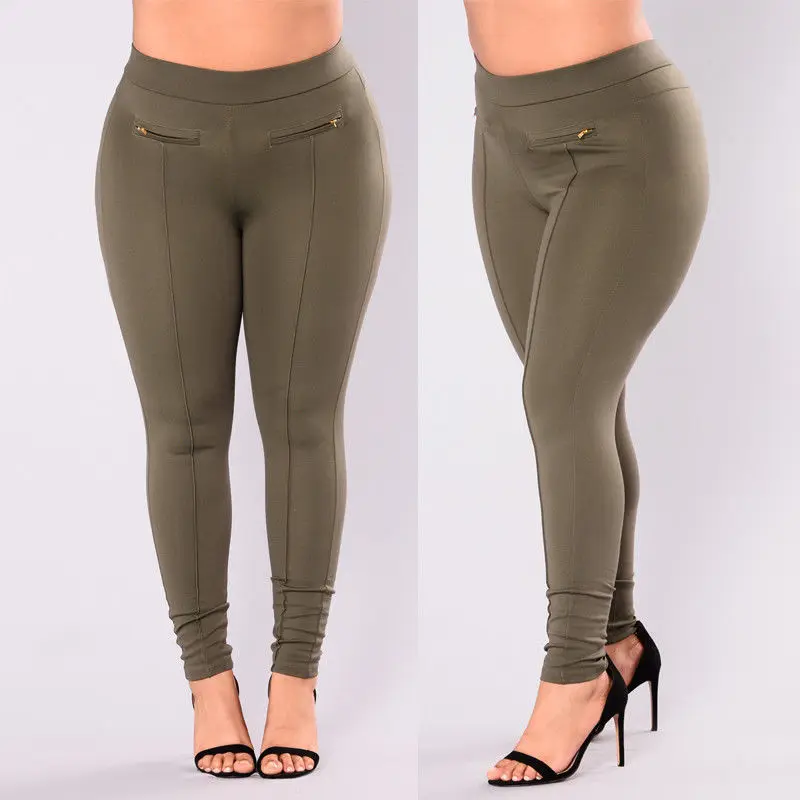 SweatyRocks Women's Casual Skinny Leggings Stretchy High Waisted Work Pants  Pockets Pockets Black XXL