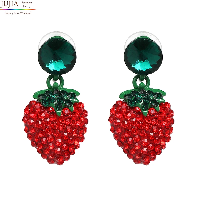 JUJIA 5 Дизайн Хорошее качество модные массивные хрустальные серьги-гвоздики в форме фруктов для женщин девушек ананас из кристаллов серьги