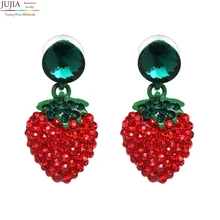 JUJIA 5 Дизайн Хорошее качество модные массивные хрустальные серьги-гвоздики в форме фруктов для женщин девушек ананас из кристаллов серьги