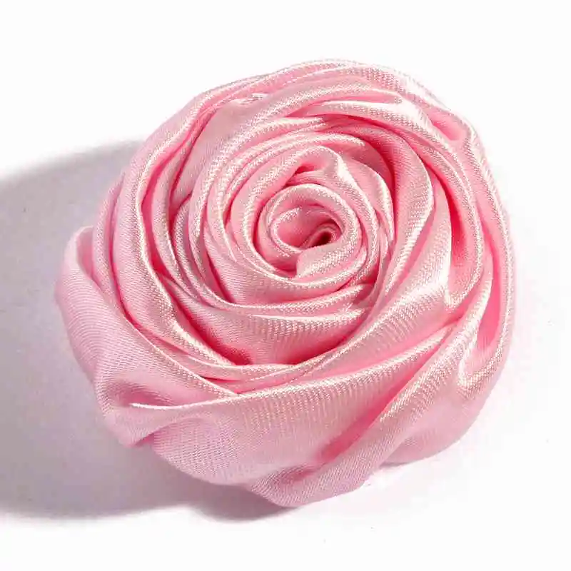 10pcs/lot 5cm 20colors Hair Clips Handmade Rolled Soft Satin Rose Flowers Artifcial Solid DIY Fabric Flowers For DIY Headband - Цвет: I