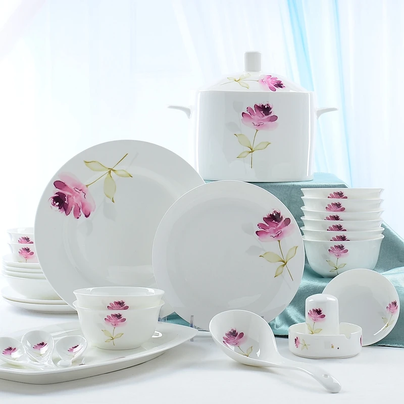 

56piece set, bone china dishes set, wedding favors and gifts, dinnerware set, bowl food storage container, tureen soup service