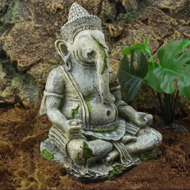 Artificial Elephant Sitting Buddha Aquarium Decoration Fish Tank