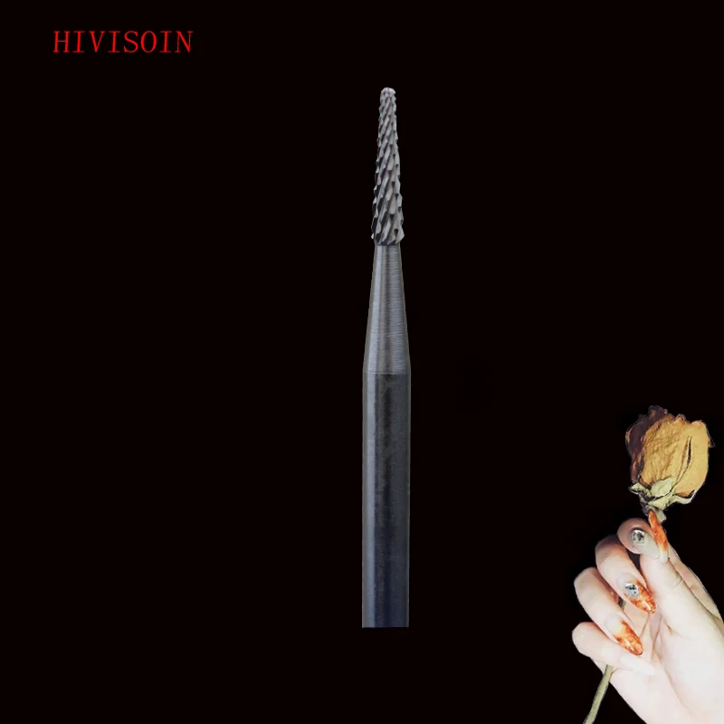 Твердосплавное сверло для ногтей HIVISOIN остроконечное M (серебро) 60220010|drill bit|drilling