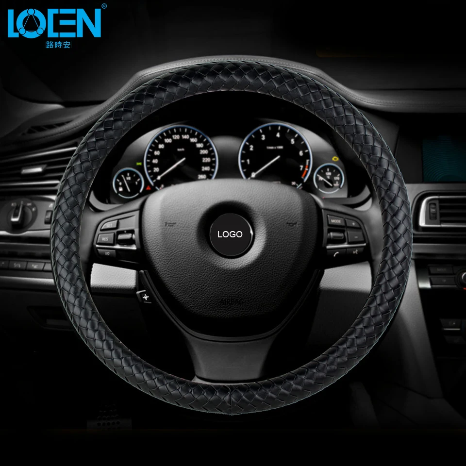 Universal Leather 38cm Braided Decoration Car Steering Wheel