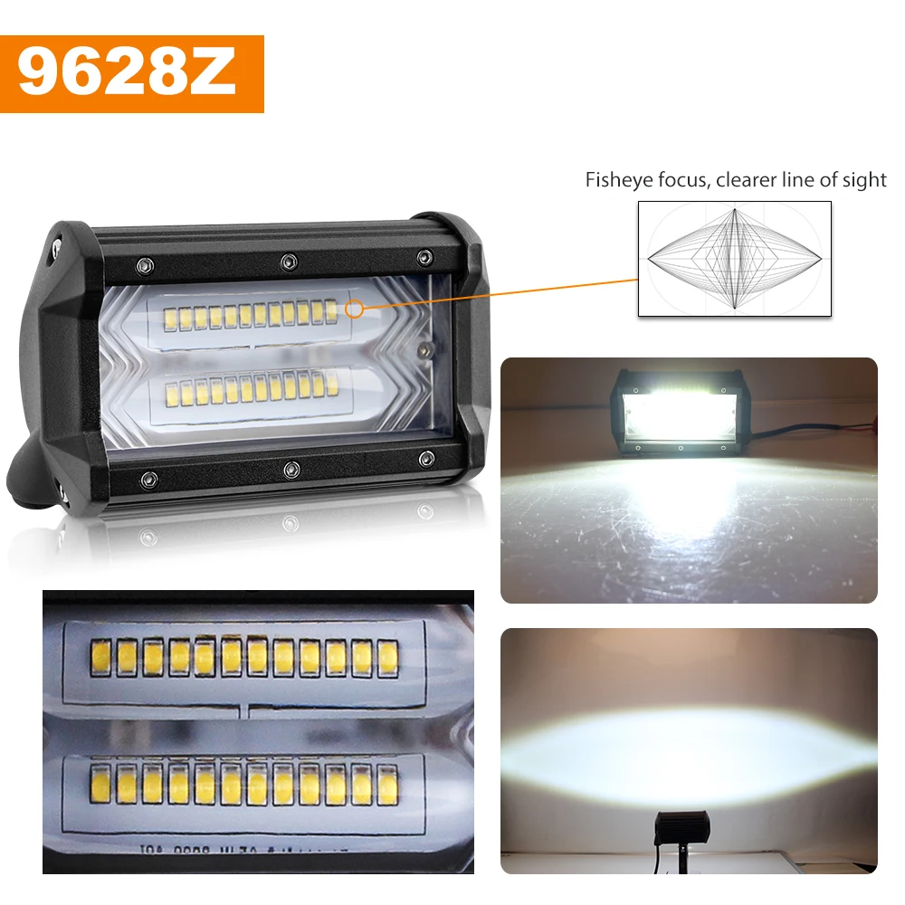 BraveWay 5 дюймовый светодиодный противотуманный фонарь s 72 Вт 3000K 6000K Flash Dula Color Extra