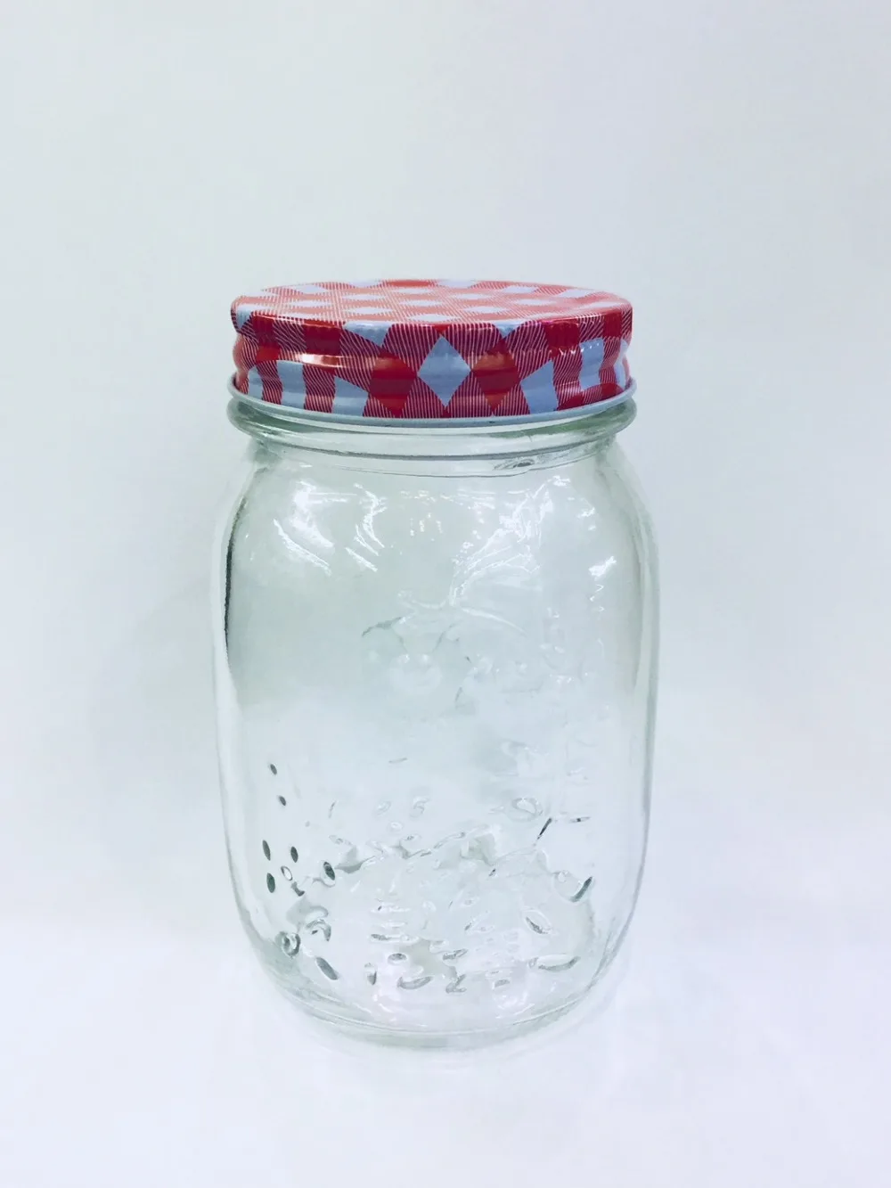 

Set of 12PC Glass Mason Jars with Red Checked Lids,Jam, Jelly Preserve,Glass container capacity 5oz/8oz/16oz