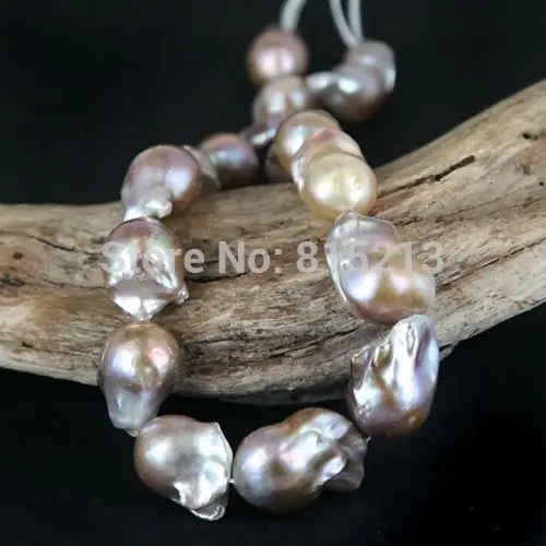 

wb 00173 Large Baroque Flame-ball Pearl Bead Strand - Bead Nucleated Multi Color