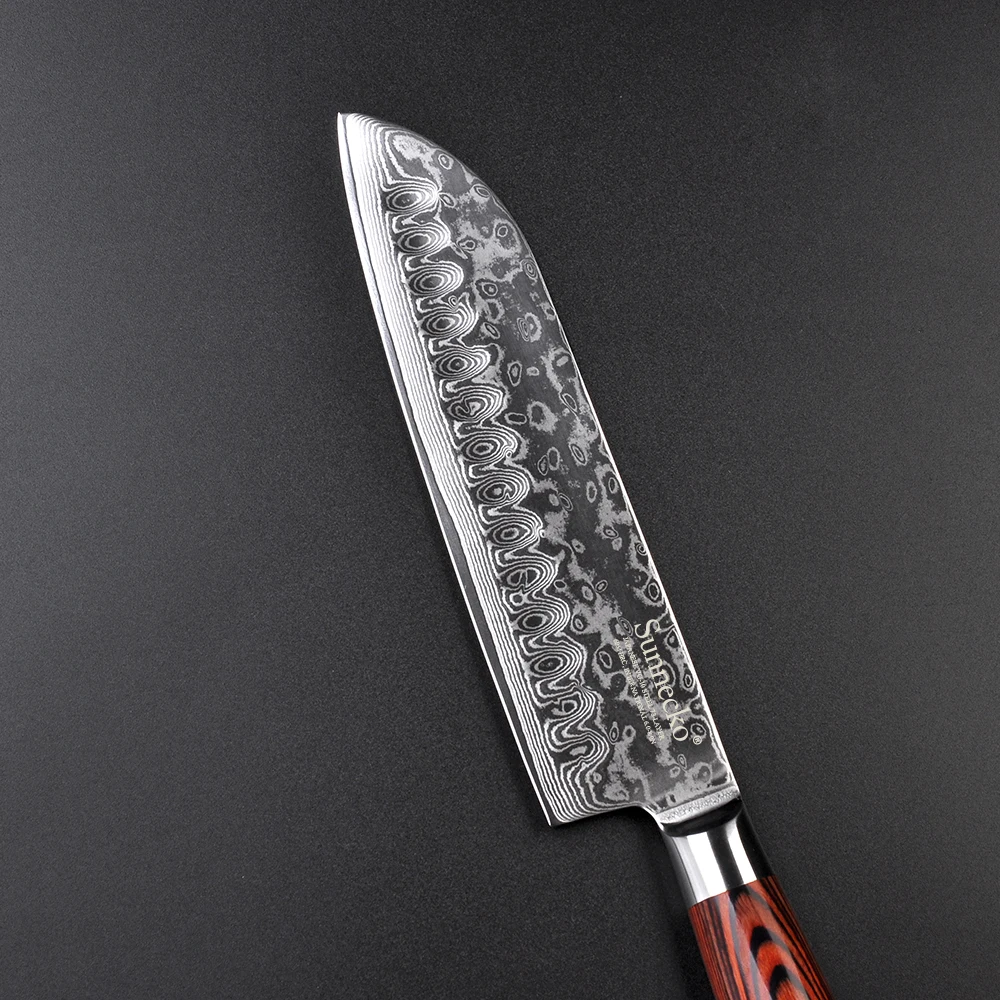 SUNNECKO 7 дюймовый нож Santoku из дамасской стали японский VG10 Core острое лезвие кухонные