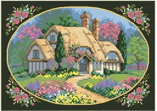 

Top Quality Counted Lovely Cute Counted Cross Stitch Kit Enchanted Cottage House Villa Home Flowers dim 06710