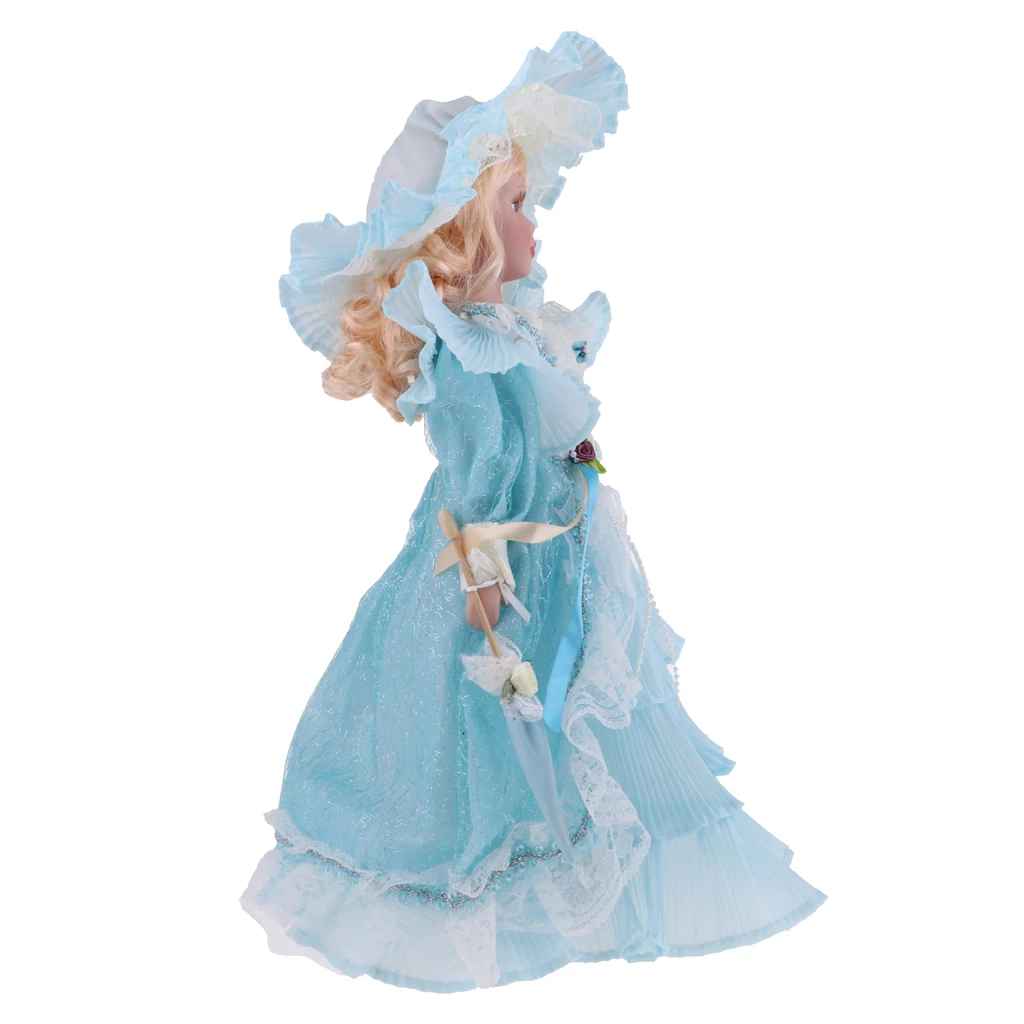 40cm Lovely Porcelain Female Doll with tutu Costume Princess Dolls Light Blue & Pink Home Display Decor girl doll toys Gift