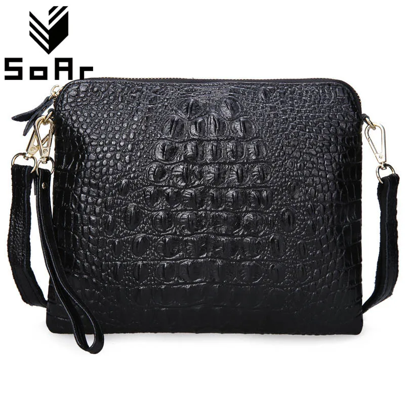 

women Bag Genuine Leather Cowhide Messenger s Crossbody Shoulder Ladies Clutch Crocodile Pattern Small Handbag