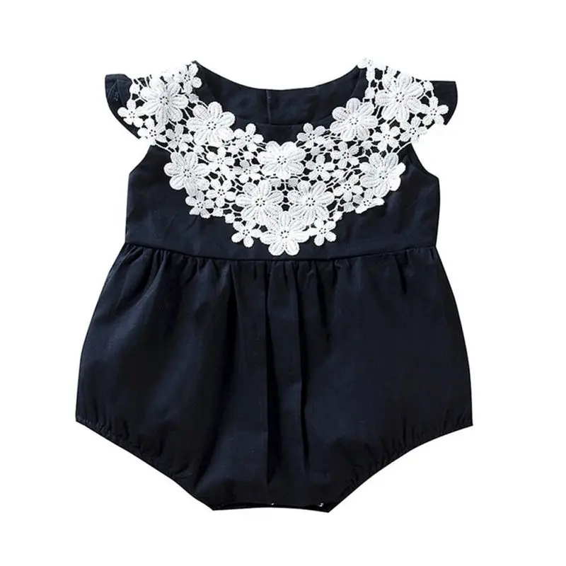 

Summer Newborn Clothing Baby Girls Romper Flare Sleeve Lace Floral Pattern Cotton One-Piece Romper new 2019