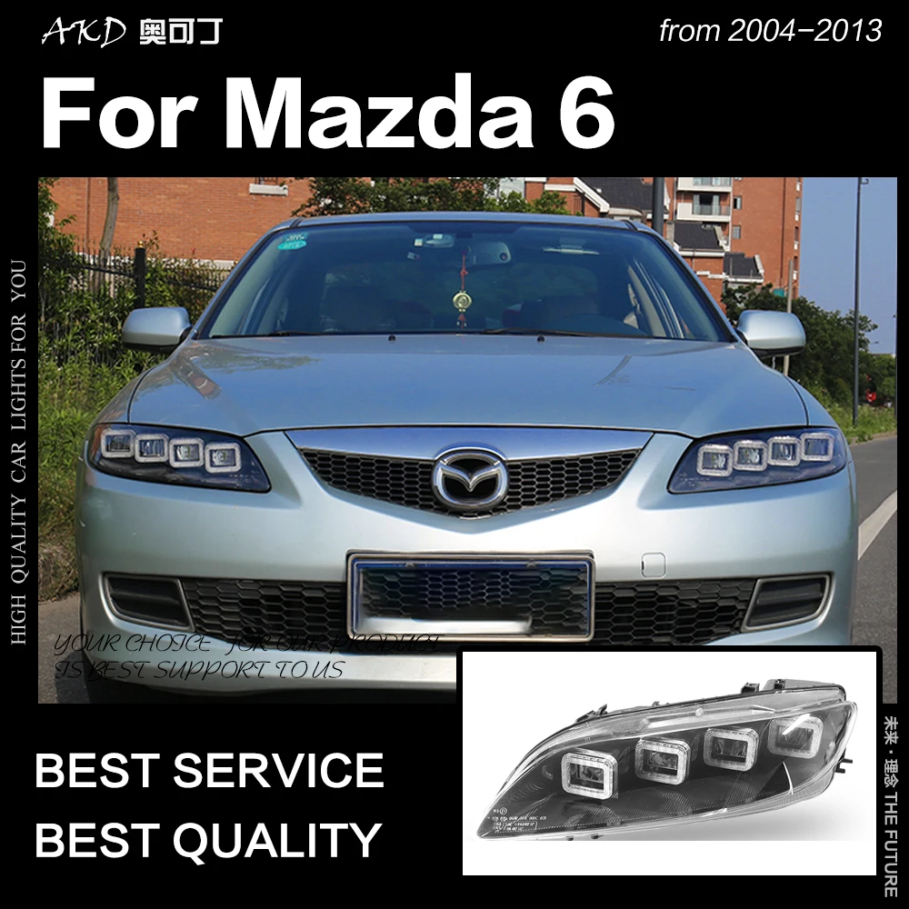 АКД стайлинга автомобилей фара для Mazda 6 фары 2004-2012 Mazda6 все светодиодный задний фонарь светодиодный DRL динамический сигнала Ангел глаз аксессуары