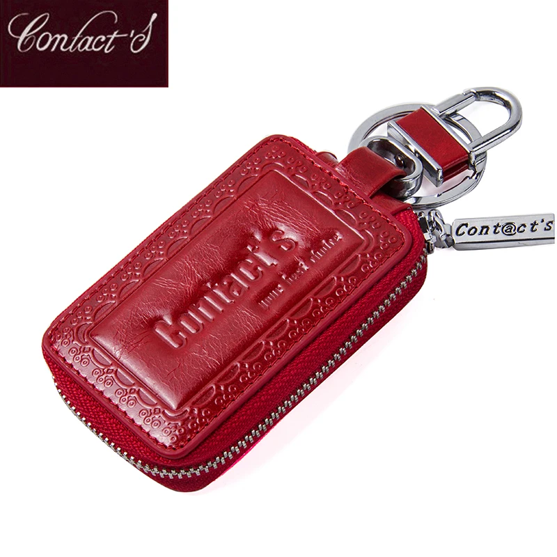 

2018 Genuine Leather Women Car Key Bag Wallet Fashion Housekeeper Holders High Quality MultiFunction Key Case Zipper Around