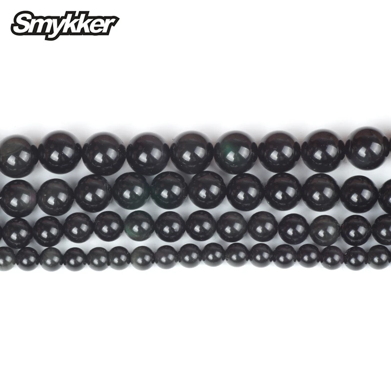 Natural Obsidian Stone Beads Colorful Double Eye 6/8/10mm Beaded Ball Material for Muslim Rosary Jewelry Making Crafts | Украшения и