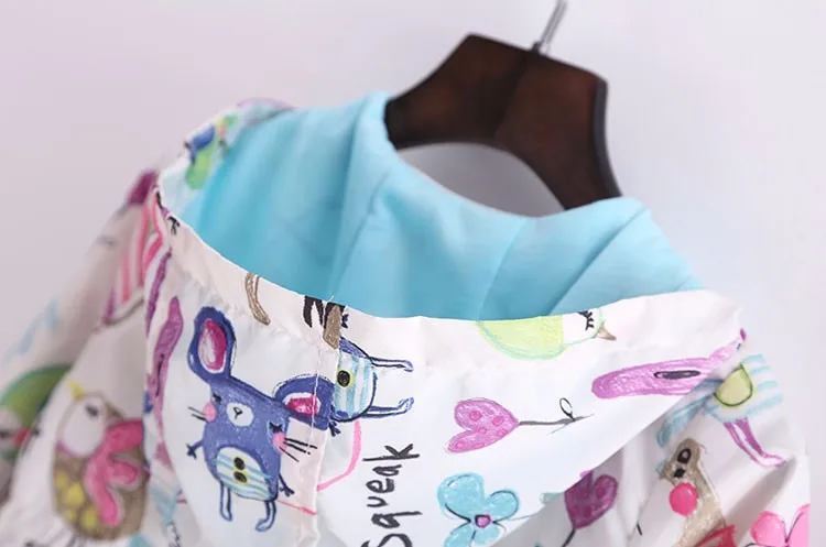 Casual com Capuz Outerwear para Meninas Pintados à Mão Novo Primavera Verão Meninas Jaquetas Moda Crianças Roupas Protetor Solar 2-8 t & 24 Mamãe e Bebê