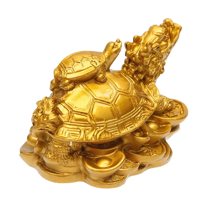 KiWarm традиционный золото смолы Feng Shui дракон; черепаха Статуэтка женщины портмоне для денег, богатства украшения для Офис