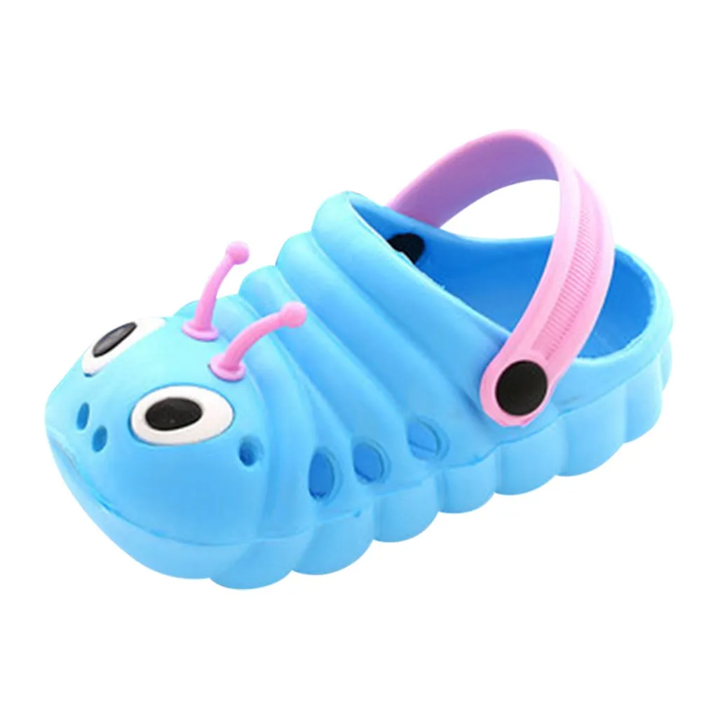 Летняя одежда для маленьких мальчиков и девочек милый гусеница пляжные Босоножки, шлепанцы Шлепанцы Kawaii сандалии для новорожденных пляжная обувь, сандалии# YL1