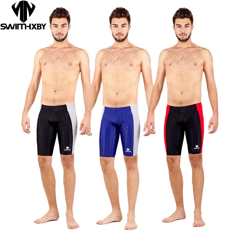 

HXBY Swimming Jammer Men Swimwear Shorts sharkskin professional swimming jammer trunks Boys competitive swim trunks plus size