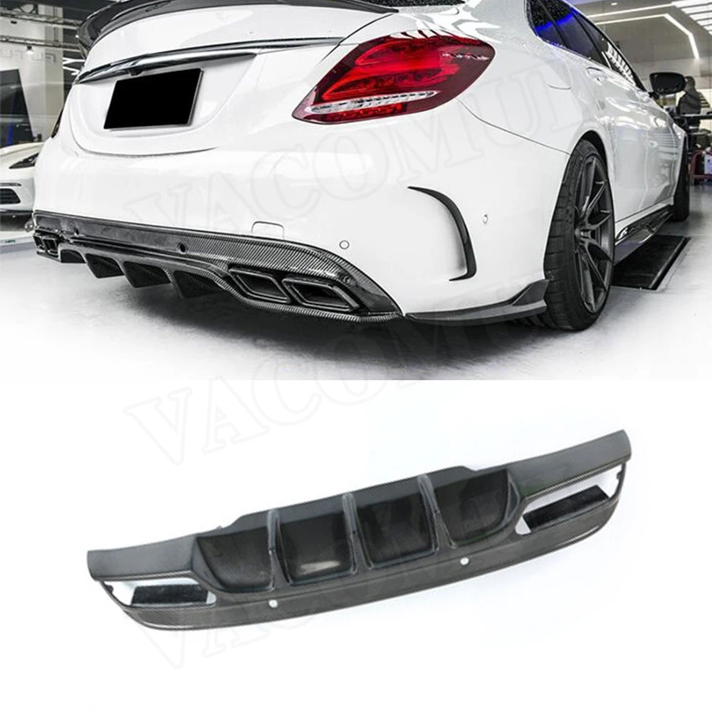 

Carbon Fiber Rear Bumper Lip Diffuser Spoiler for Mercedes Benz C class W205 Sedan 4 Door C180 C200 C300 C63 2016-2019 FD Style