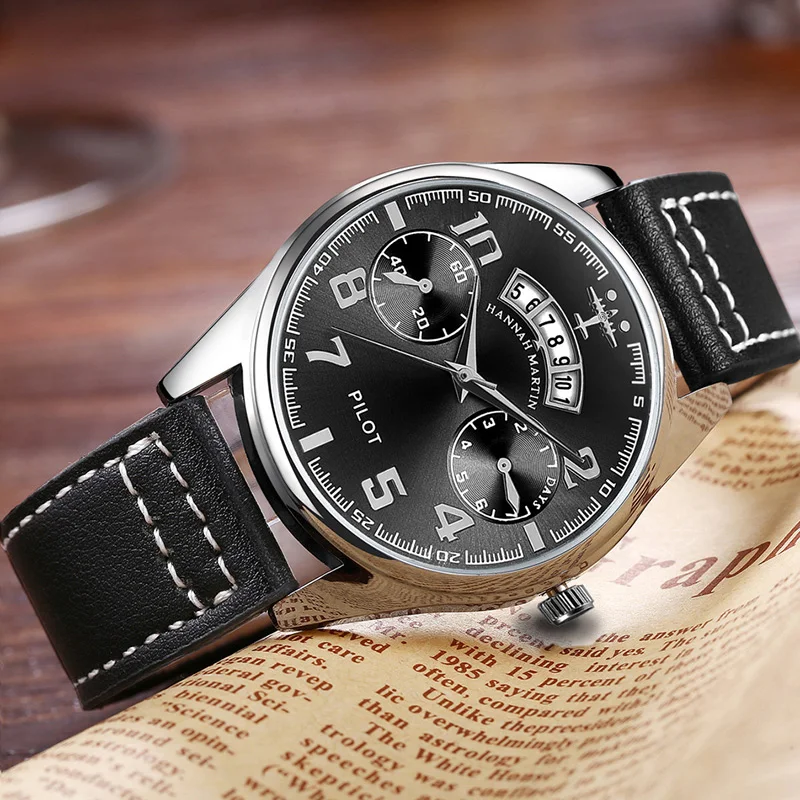 Pilot Watch Military Sports Men Watch Luxury Brand Japan Quartz Men's Wristwatches Leather Creative Male Clock relogio masculino