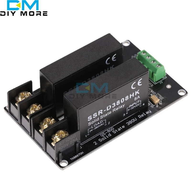 2 ch 380V 8A SSR Solid State Relay high low trigger Relay 5V 12V for