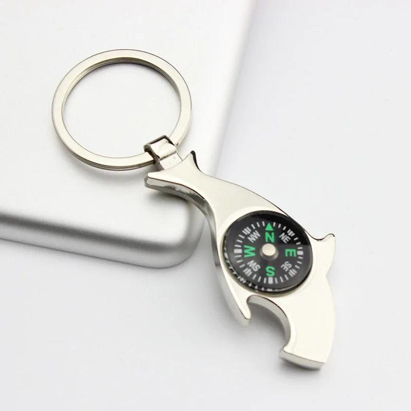 

Creative Practical Shark Compass Opener Beer Bottle Opener Keychain Zinc Alloy Key Ring Unique Gift