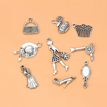 Lucky Eye античный серебряный макияж Подвески смешанный сплав девушка парфюмерный мешок Подвески для DIY ручной работы изготовление, поиск ювелирных изделий EY6128