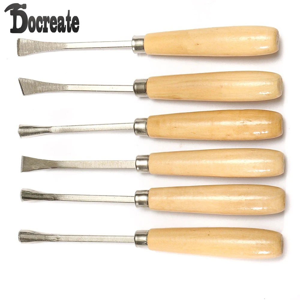 6Pcs Woodworking Wood Carving Hand Chisel Professional Hobby DIY Gouges