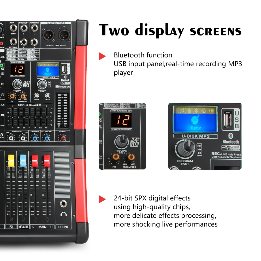 XTUGA KS 8 канальная звуковая панель с цифровым дисплеем MP3 Bluetooth EQ эффекты для сцены