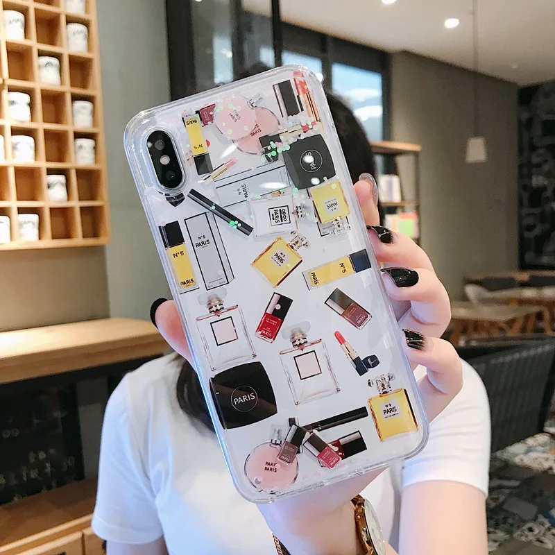 Чехол Quicksand Capinha для iPhone 7 8 6s Plus Косметика макияжа динамическая жидкая жесткая