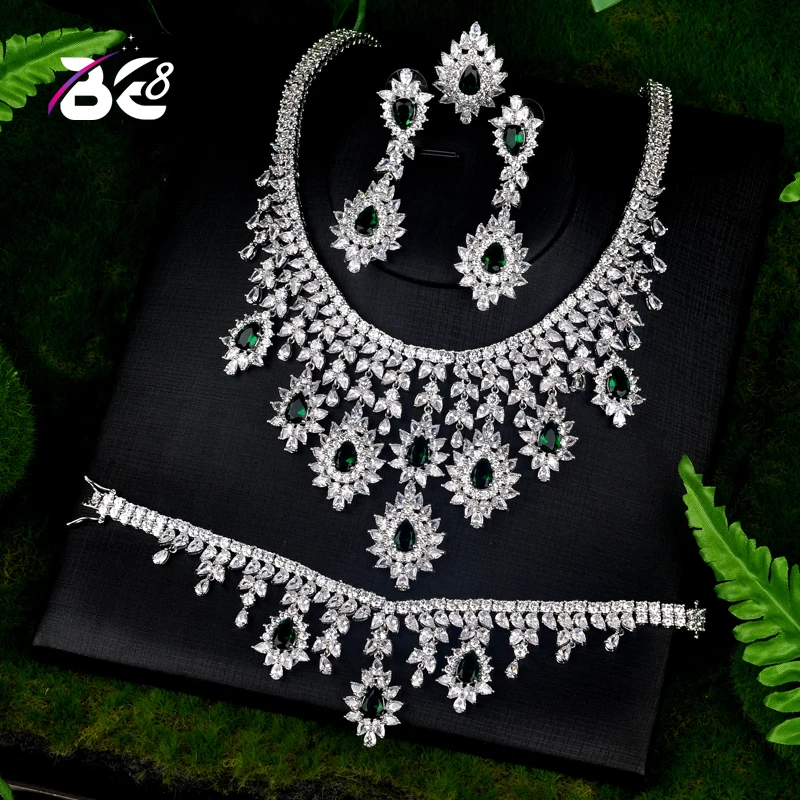 

Be 8 Fashion New Quality Wedding Jewelry Sets AAA CZ Stone parure bijoux femme Bridal Earrings Necklace African Jewelry Set S074