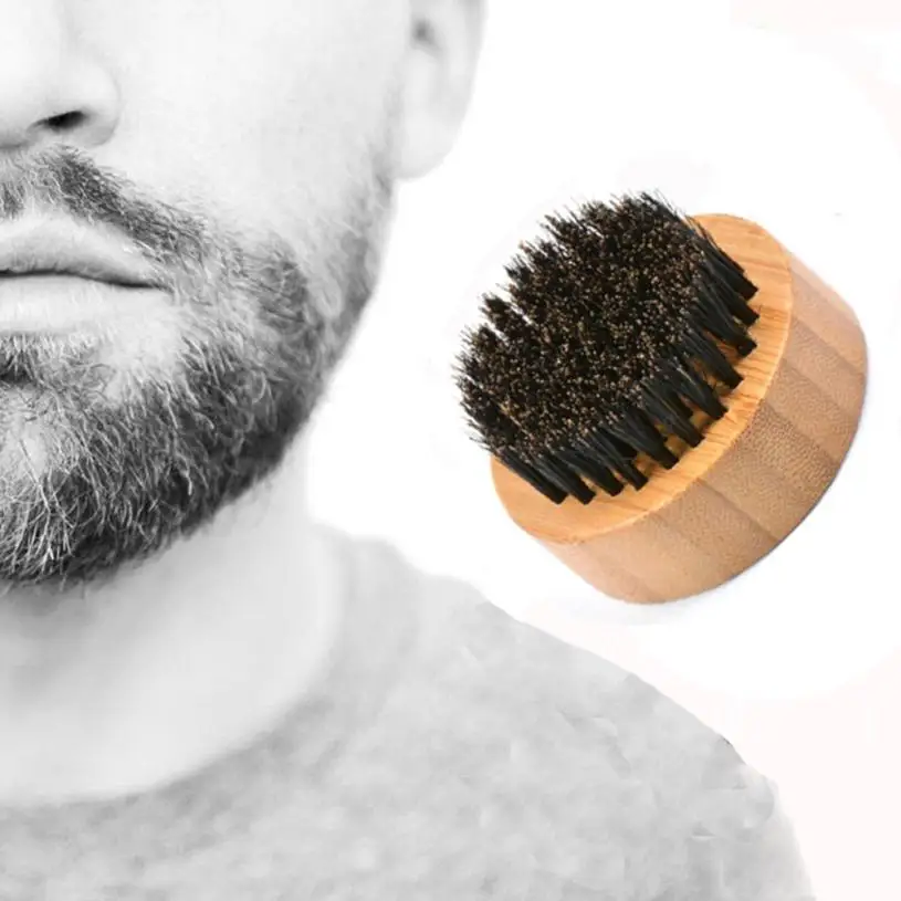 Men beard brush boar bristle Beard Mustache Brush Comb Hard Oval Wood