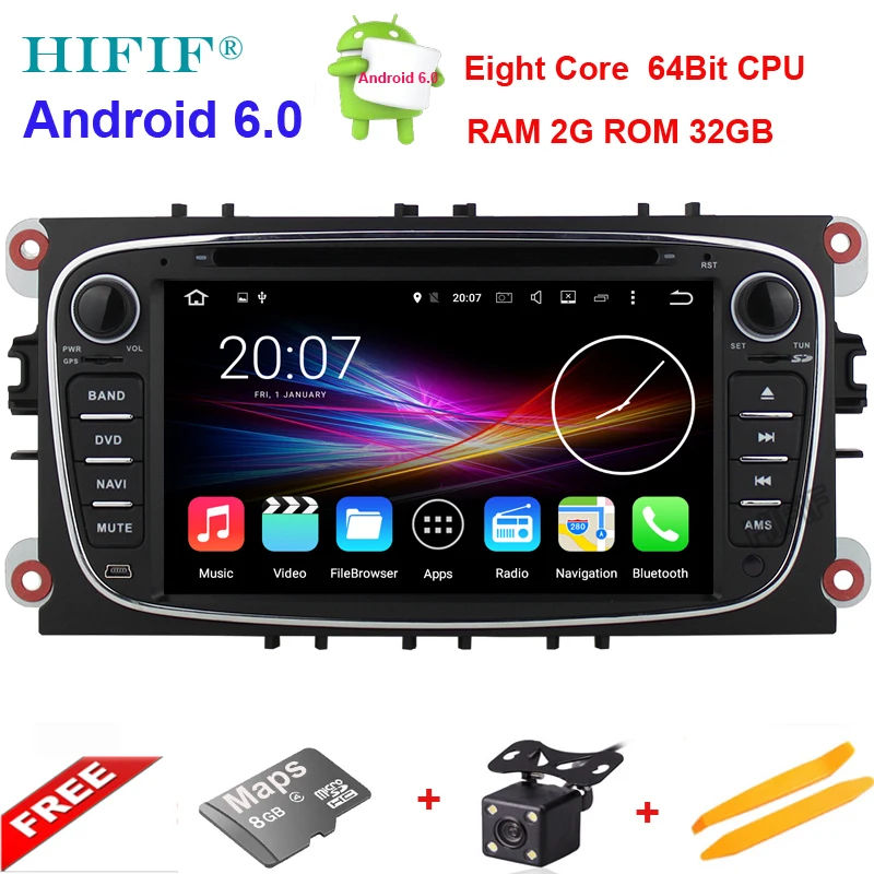 Best HIFIF Android 6.0.1 Fast Boot Car DVD Multimedia Player For Ford Focus Mondeo 2G RAM/32G ROM/8Core/2Din Autoradio HD Capacitive 0