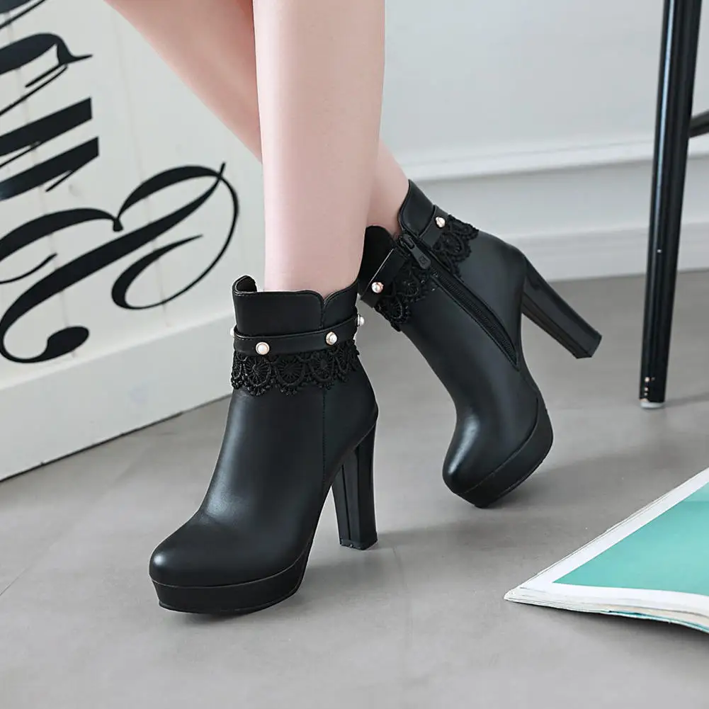 

Elegant New Plus Size 44 Add Fur Winter Boots Women Shoes Woman High Heels Party Date Wedding Ankle Boots Woman Shoes