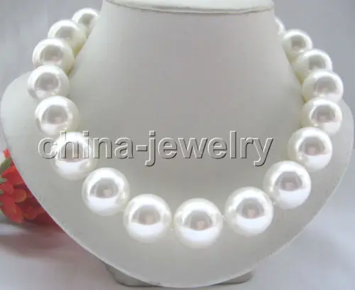 

FREE SHIPPING HOT sell new Style >>>>Beautiful 18" 20mm bright white perfect round south sea shell pearl necklace