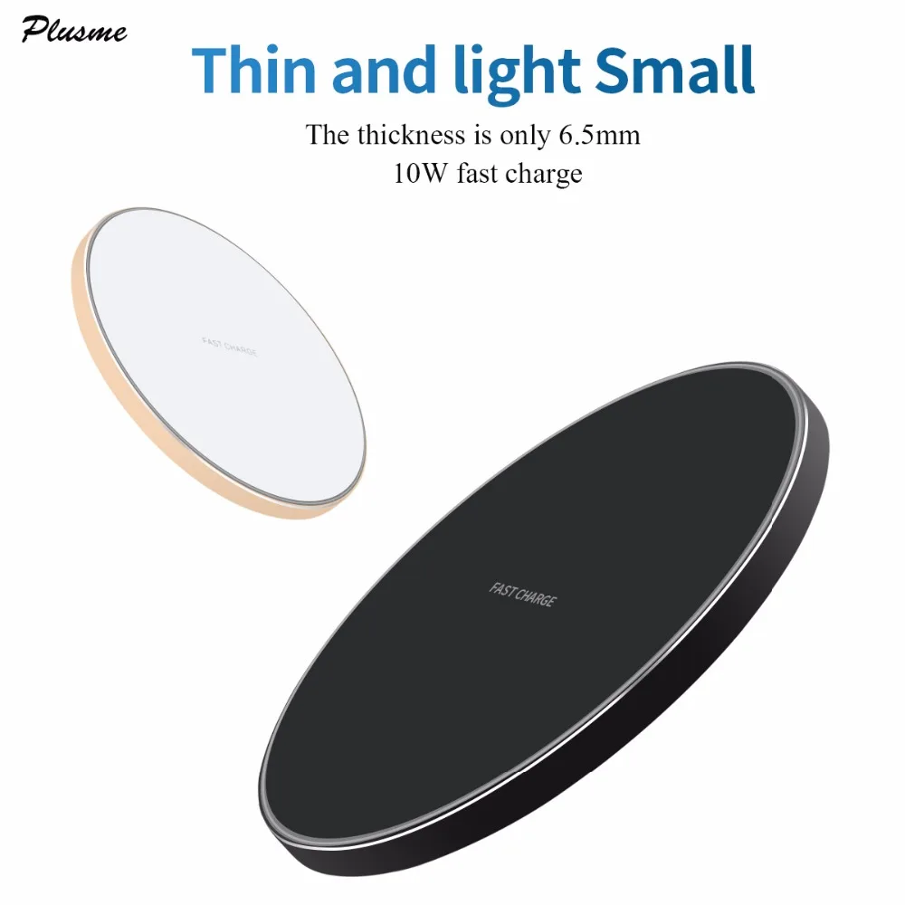 

Plusme 10W Fast Wireless Charging Pad For iPhone X 8 8 Plus Qi Wireless Charger Desktop for Samsung Galaxy S7 / S8 / S9+/ S6edge