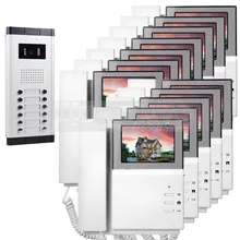 DIYSECUR 4.3 “Monitor HD Apartamento Video de La Puerta Sistema de Teléfono Video Del Timbre Del Intercomunicador 700 Tecla Táctil de la Cámara del IR para 12 Familie