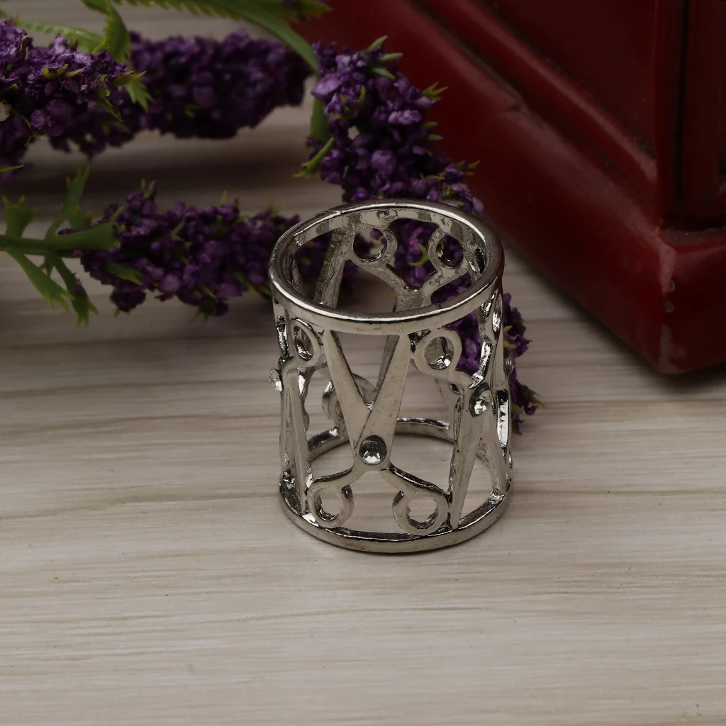 MagiDeal Clear Crystal Rhinestone Scarf Ring Clip Scissor Shape Hollow Out Tube Ring Buckle