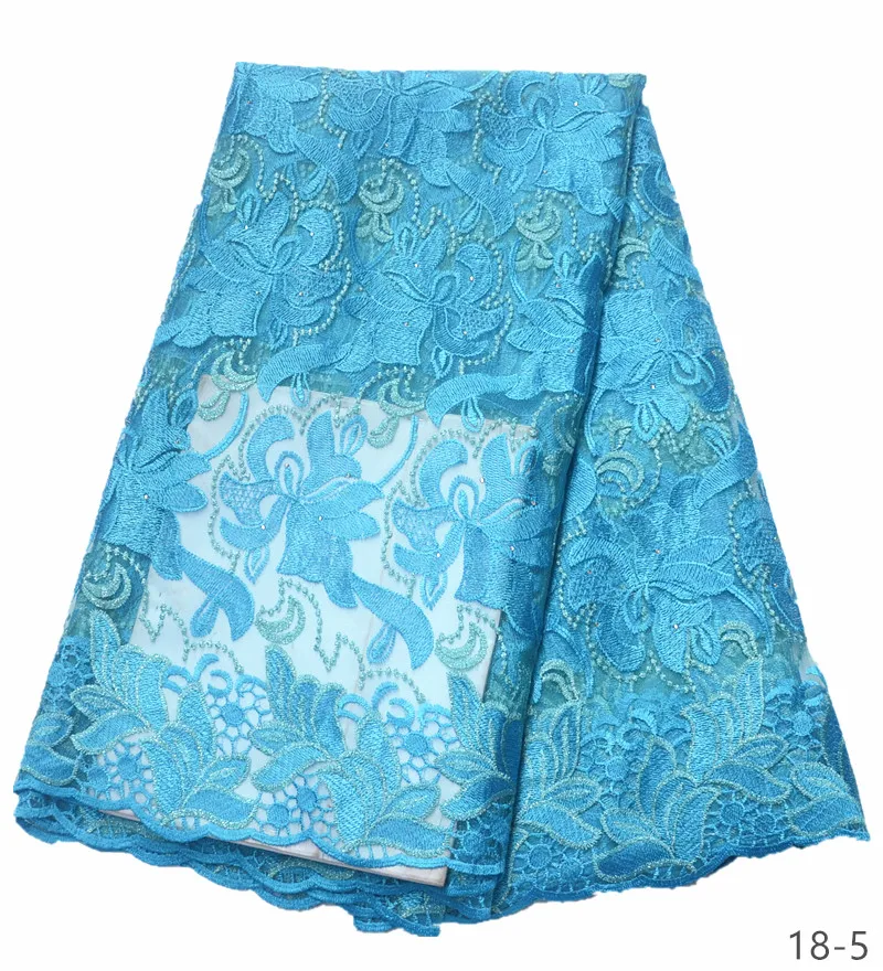 Miglior 2019 Vendita Calda Cielo Blu Ricamato Tessuto Africano Del Merletto di Alta Qualità Francese Netto di Pizzo Guipure Tessuti 18