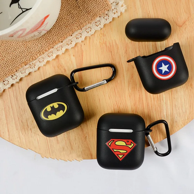 Marvel сумки для Apple Air pods коробка мультфильм силиконовый чехол для Airpods2 беспроводные Bluetooth наушники гарнитура Бэтмен Супермен Капитан