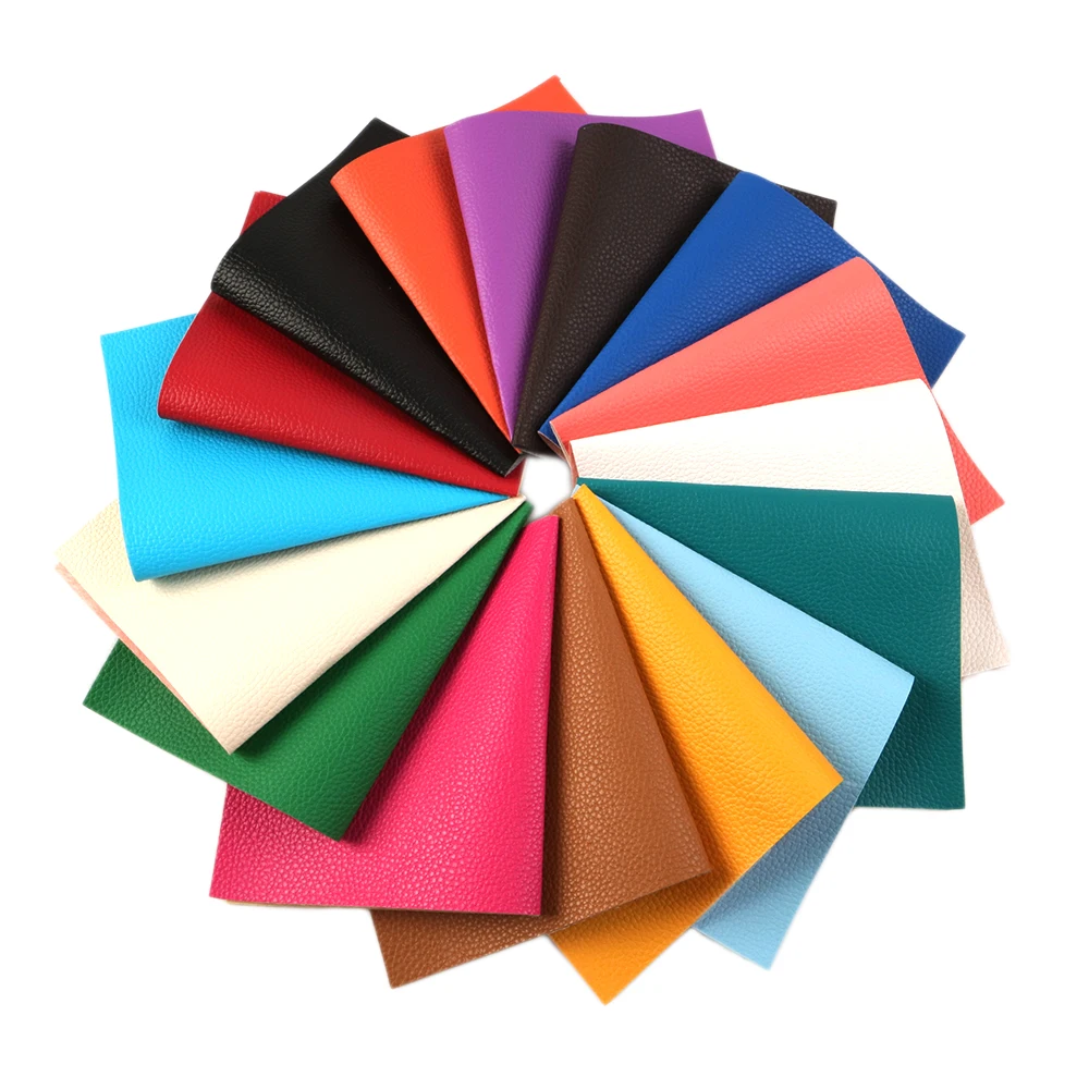 

david angie 16pcs/set 20*34cm Plain Color Litchi Faux Synthetic Leather Set DIY Sewing Bow Bag Shoes Handmade Material,1Yc6201