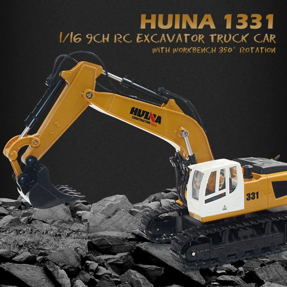 HUINA TOYS 1331 1/16 9CH RC Excavator Truck Engineering Construction Car Remote Control Vehicle with 350 rotation Light