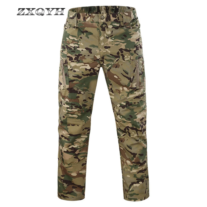 

ZXQYH Summer Camouflage Waterproof Quick Dry Pants Military Tactical Cargo Pants Multi Pockets Pants IX9 Men Hiking Trousers