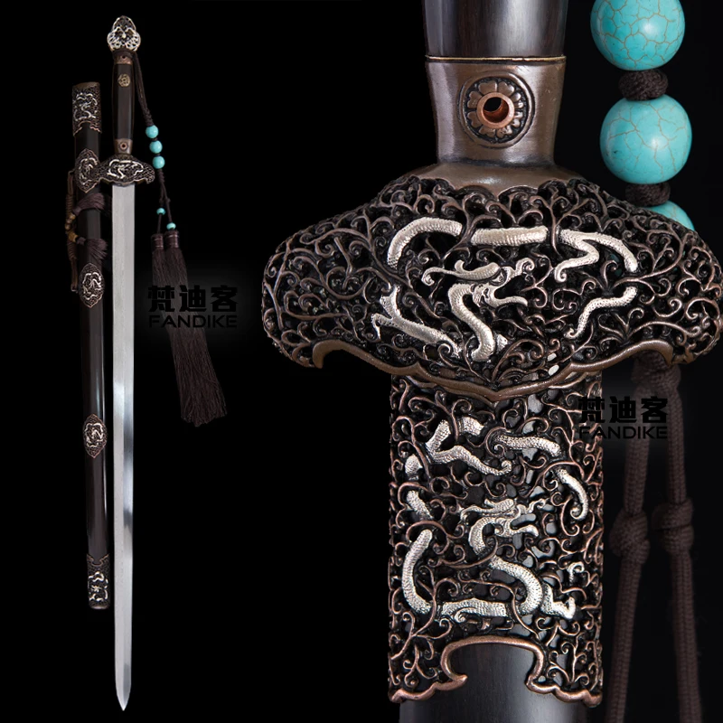 

Boutique Handmade Chinese Sword Longquan Sword Pattern Steel Sharp Blade DAMASCUS FOLDED China Sword Pattern Steel Battle Ready